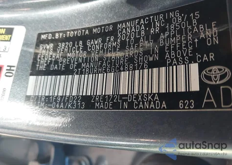 2016 Toyota Corolla S Plus from USA, damaged, VIN 2T1BURHE6GC488176